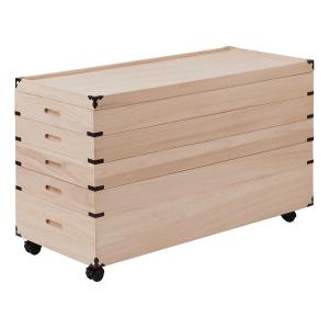 キャスター付き桐衣装箱 4段 高さ51 隅金具付 桐ケース 衣装ケース