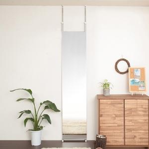 日本製 つっぱり 壁面 ミラー 幅40 シルバー 完成品 国産 全身 姿見 突っ張り 収納 鏡 スリム ハイタイプ おしゃれ 北欧 省スペース 代引不可