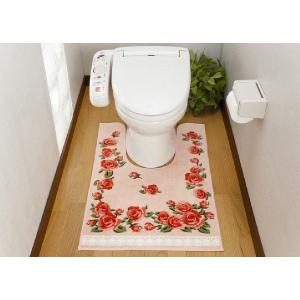 プラン堂 XA1723 サイドロングトイレマット レースローズ