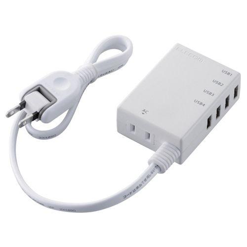 エレコム USBタップ/USBメス×4/AC×1/ケーブル60cm/3.1A/ホワイト MOT-U0...