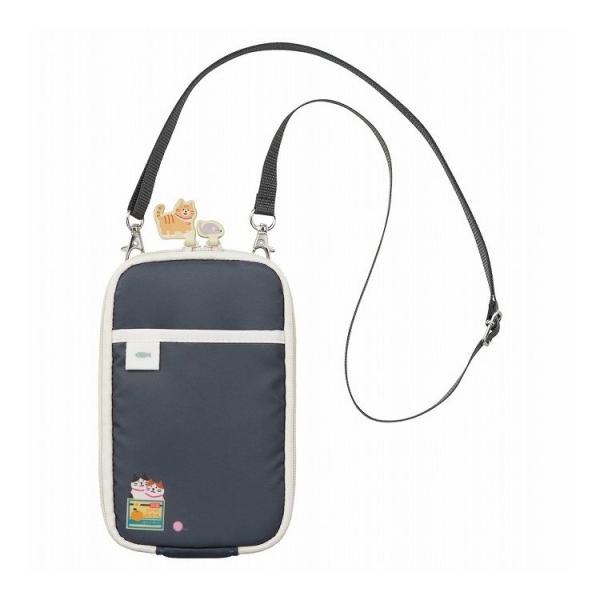 LIHIT LAB. にゃんシーン ショルダーポーチ チャコールブラック ジャバラポケット スマホ ...
