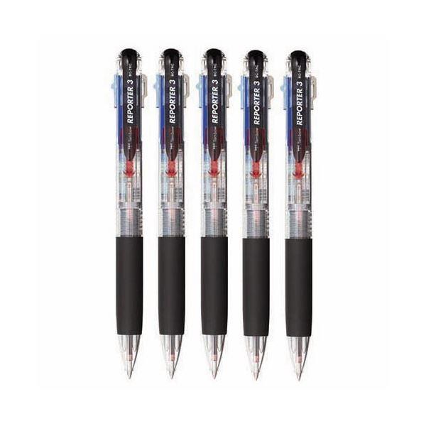 （まとめ） トンボ鉛筆 3色油性ボールペン リポーター3 0.7mm （軸色 透明） 業務用パック ...