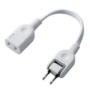 (まとめ) エレコム ACアダプタ用電源延長コード 2Pオス-メス 1個口 ホワイト 0.1m T-...