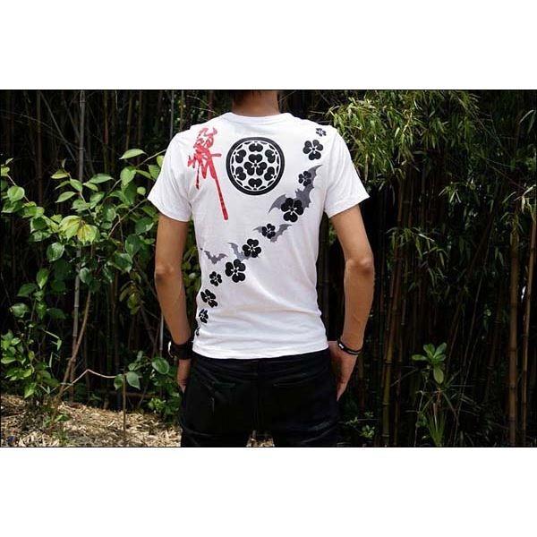 戦国武将Tシャツ 〔長宗我部元親 七つ方喰〕 XSサイズ 半袖 ホワイト(白) 〔Uネック おもしろ...