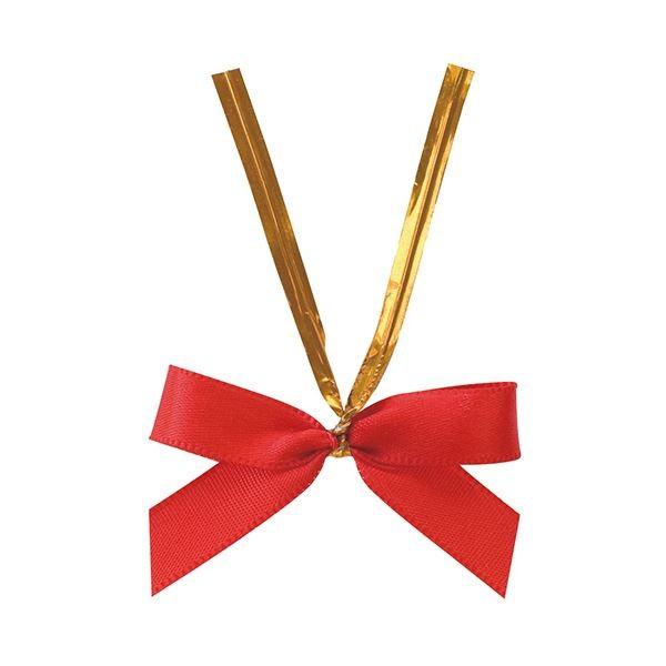（まとめ） ヘッズ サテンリボンワイヤータイ レッド小 RED-YT2 1パック（50個） 〔×5セ...