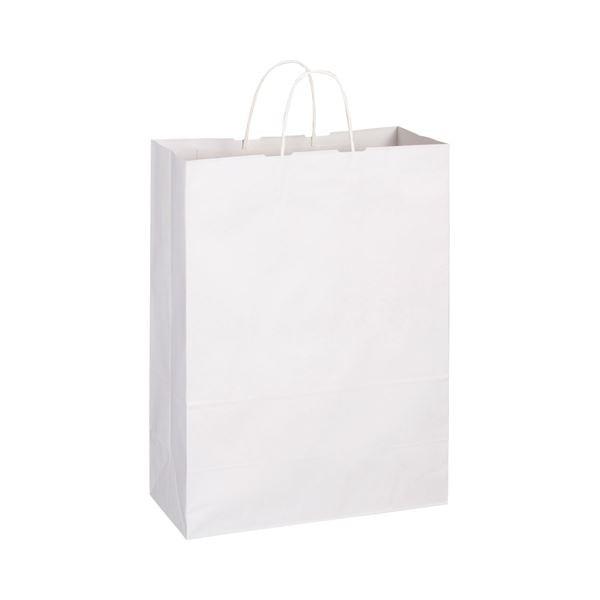 (まとめ) TANOSEE 手提袋 丸紐 特大 ヨコ360×タテ480×マチ幅170mm 白無地 1...
