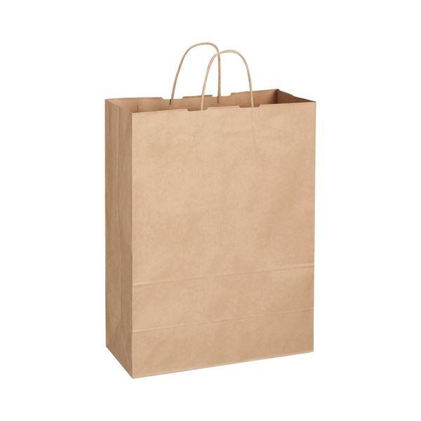 (まとめ) TANOSEE 紙手提袋 丸紐 特大 ヨコ360×タテ480×マチ幅170mm 茶 1パ...