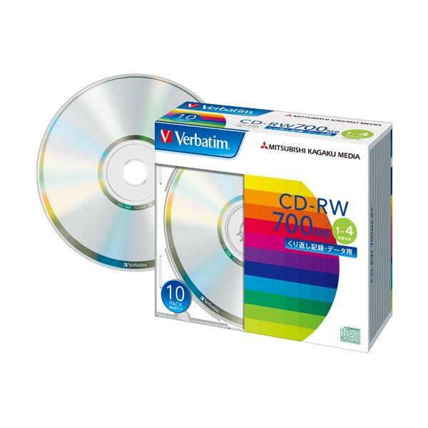 (まとめ) バーベイタム データ用CD-RW700MB 4倍速 ブランドシルバー 5mmスリムケース...