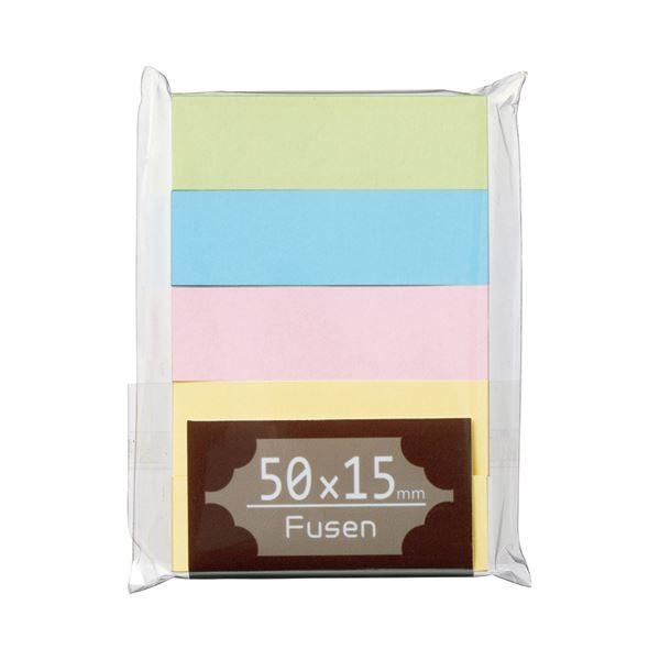 (まとめ) TANOSEE ふせん 50×15mm パステルアソート 1パック（5冊） 〔×30セッ...