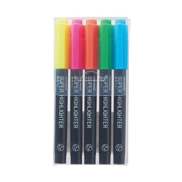(まとめ) モナミ 蛍光ペン SUPERHIGHLIGHTER 5色セット（黄・桃・橙・緑・水色） ...