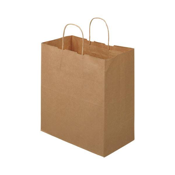 （まとめ）TANOSEE 紙手提袋 丸紐マチ広・中 ヨコ320×タテ350×マチ幅180mm 茶無地...