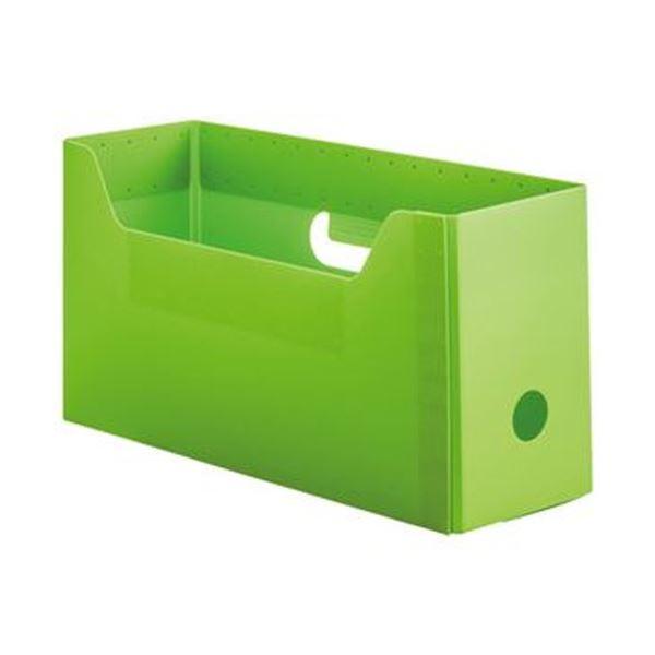 （まとめ）TANOSEE PP製ボックスファイル（組み立て式）A4ヨコ ショートサイズ グリーン 1...