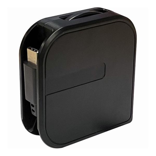 カシムラ USB充電&amp;同期ケーブル 片引きリール 80cm A-C BK AJ-633