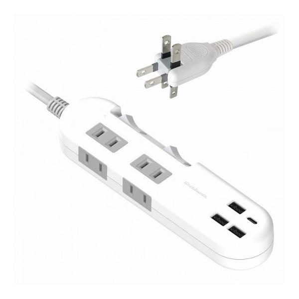 カシムラ 電源タップ 延長コード 4AC4USB 3A+1C 24W 1.2m リバーシブル SW ...
