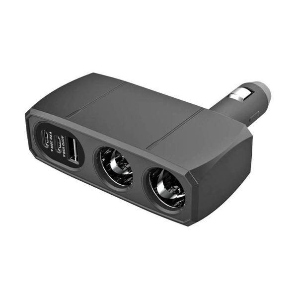 カシムラ 12/24V兼用 車載用電源増設ソケット USB-Aポート/USB Type-Cポート/D...