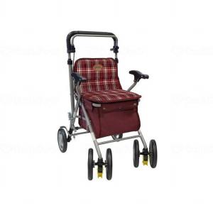 ユーバ産業 ブレーキ付 アルミワイヤーカート 花柄 花柄赤 代引不可