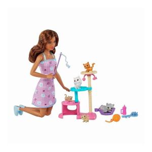 マテル HHB70 バービー おもちゃとキャットタワーつき かわいいネコのおせわセット HHB70