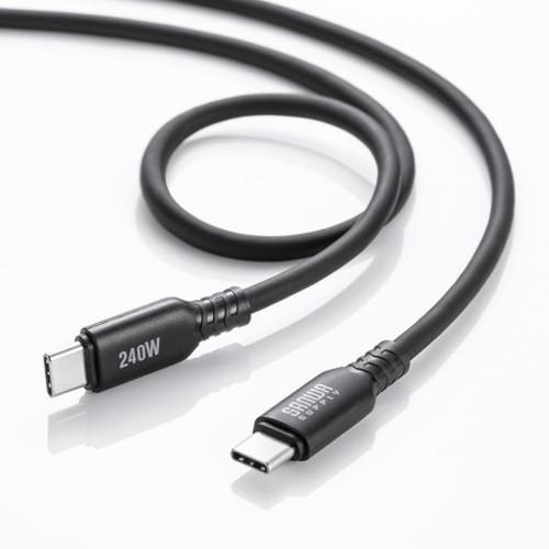 サンワサプライ USB2.0 Type-C シリコンケーブル PD240W・0.5m・ブラック KU...