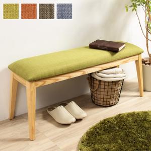 ダイニング ベンチ 天然木 ベンチ単品 ナチュラル脚 木製 オレンジ グリーン ブラウン ラバーウッド ファブリック 木目 送料無料