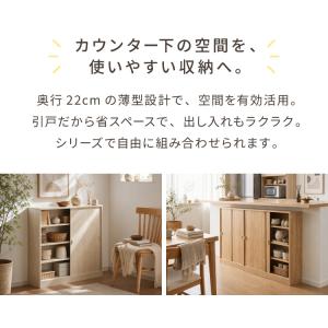 カウンター下収納 連結可能 引戸タイプ 幅90...の詳細画像2