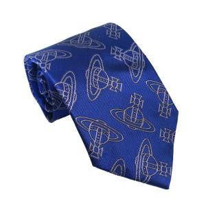 【イタリア製】新品 ヴィヴィアンウエストウッド ネクタイ オーブ柄 高級シルク Vivienne Westwood ヴィヴィアンウエストウッド ネクタイ ブルー