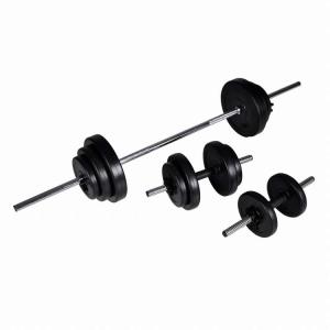 vidaXL バーベル + 2 ダンベルセット 30.5kgスポーツグッズ エクササイズ フィットネス ウエイトリフティング フリーウェイト 代引不可