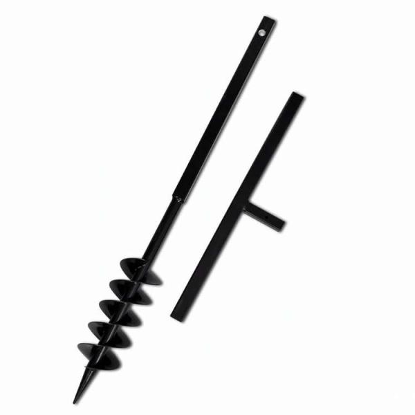 vidaXL 掘削ドリル アースオーガー用ビット 100mm ダブルスパイラル型 ハンドル付き スチ...