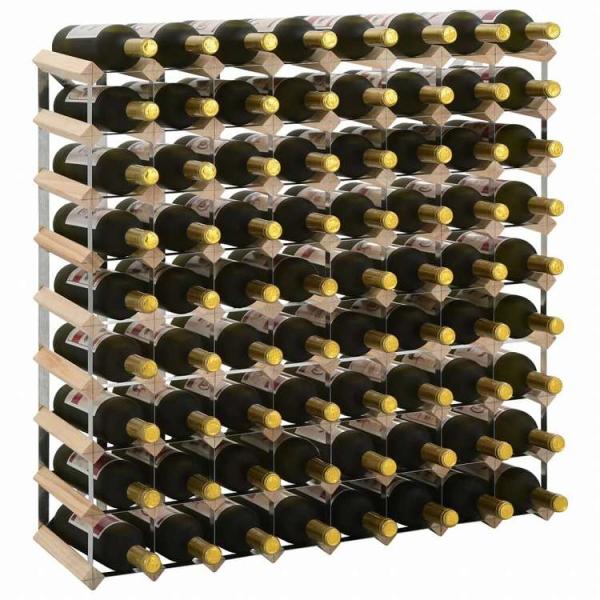 vidaXL ワインラック ボトル72本 無垢のパインウッド家具 キャビネット 収納 ワインラック ...