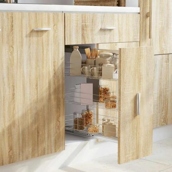 vidaXL 3段 引き出しキッチンワイヤーバスケット 47x25x56 cm シルバーホーム ガー...