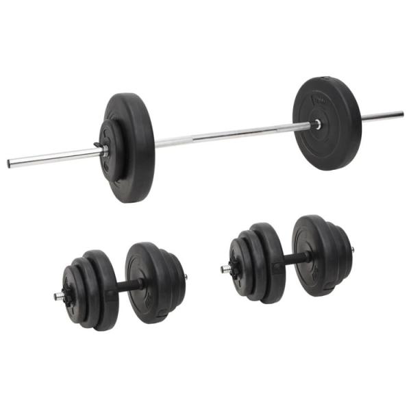 vidaXL バーベル&amp;ダンベル プレートセット付 60kg スポーツグッズ エクササイズ&amp;フィット...