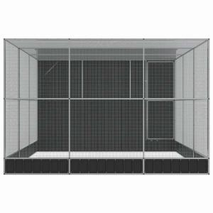 vidaXL 鳥小屋 拡張付き シルバー 49...の詳細画像3