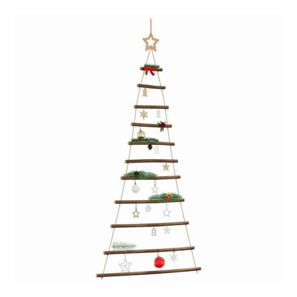 vidaXL ハンギングクリスマスツリー トップスター付き 74x150 cm ナチュラルブランチ ...