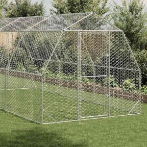 vidaXL チキンラン 2.5x6x2.25 m 亜鉛メッキ鋼 動物&ペット用品 ペット用品 小動物用品 小動物 飼育・ケージ 代引不可
