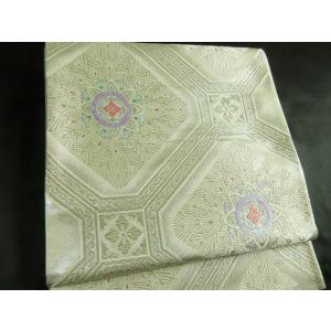 of-253 袋帯「未着用！六通柄袋帯　孔雀蜀江文　銀糸　正絹　未使用品」