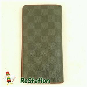 【中古】LOUIS VUITTON N63254 ダミエグラフィット 長財布　イニシャル「R.A」ポルトフォイユ・ブラザ【送料無料】｜recyclekaden