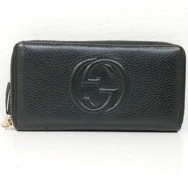 【中古】GUCCI　長財布　598187.1147 ブラック×レザー ラウンドファスナー