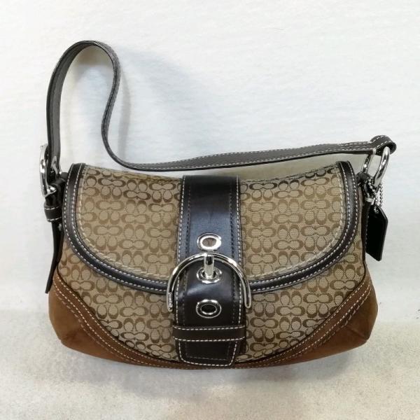 【中古】COACH F0749-F10925 ミニシグネチャー ワンショルダーバッグ ブラウン