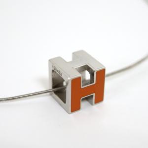 【HERMES】エルメス Hキューブ カージュドアッシュ ネックレス オレンジ×シルバー【中古】【代金引換不可】/br0074md｜recycleshopdream