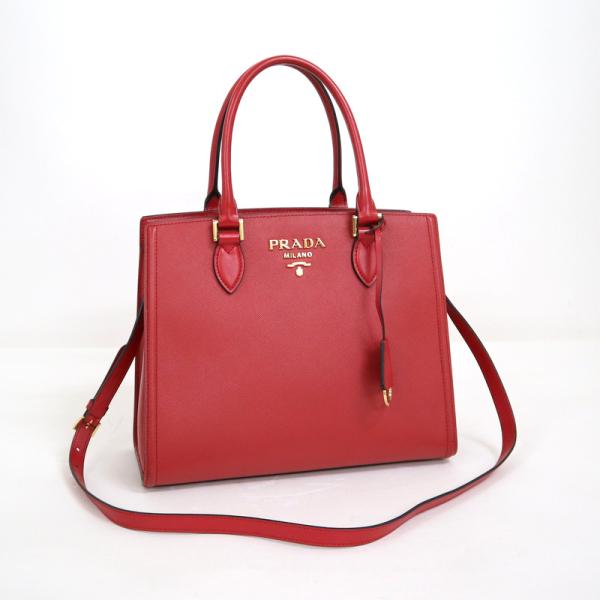 【PRADA】PRADA サフィアーノ ２WAYバッグ レッド レザー 1BA227【中古】【代金引...