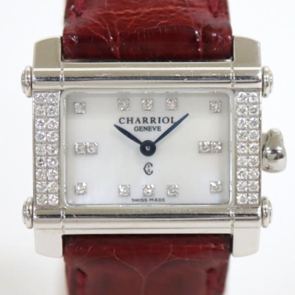 【CHARRIOL】シャリオール 腕時計 クォーツ K18WG×SS 14Pダイヤ×ダイヤベゼル ク...