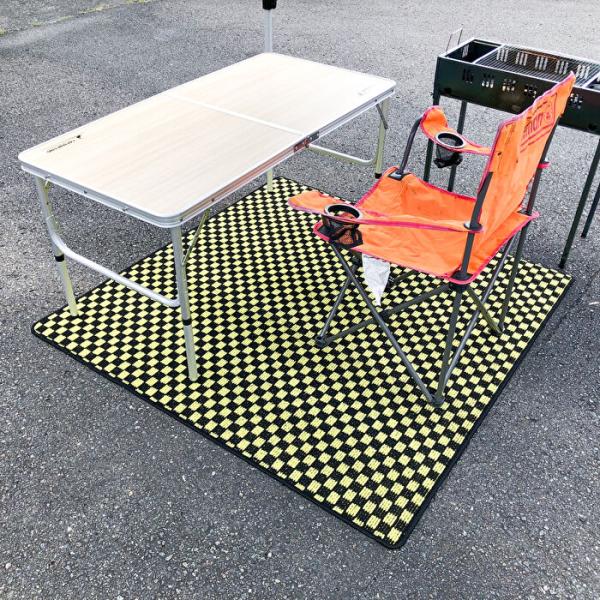 裏面ゴムタイプ！ キャンプ テント マット カーペットマット 約138cm 正方形 チェックシリーズ...