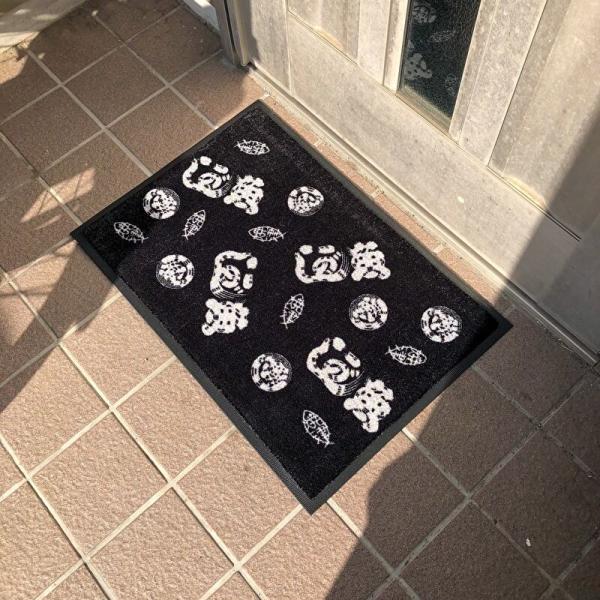 魚河岸柄 玄関マット 60cm×40cm 室外用 日本製 ドアマット ウェルカムマット フロアマット...