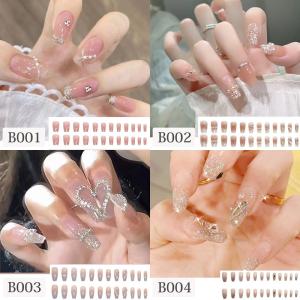 ネイルチップ 黒 ネイルチップ ストーン付き ...の詳細画像2