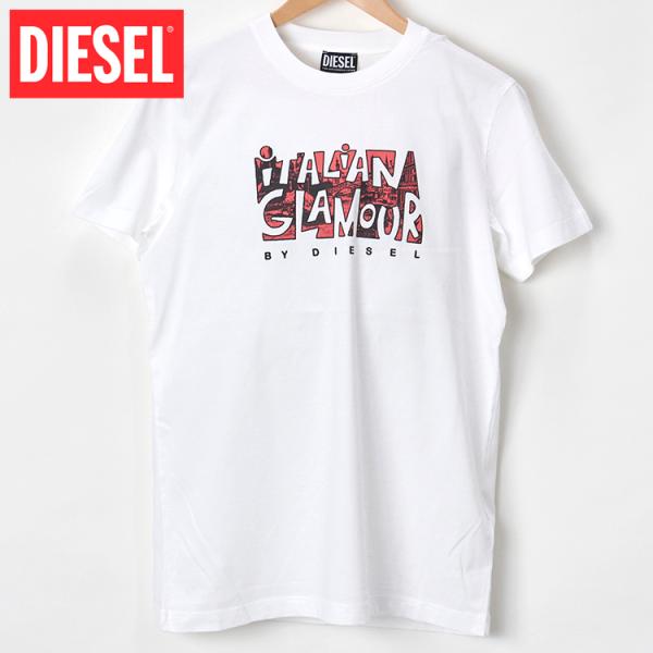 ディーゼル DIESEL Tシャツ 半袖 メンズ ブランド ロゴ クルーネック ホワイト 白 T-D...