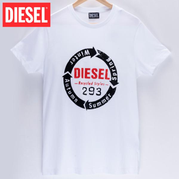 ディーゼル DIESEL Tシャツ 半袖 メンズ ブランド ロゴ 黒 白 丸首 T-DIEGO C1