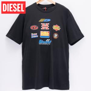 ディーゼル DIESEL Tシャツ 半袖 メンズ ブランド ロゴ 黒 白 丸首 T-JUST K1｜レッドスターヤフーショップ