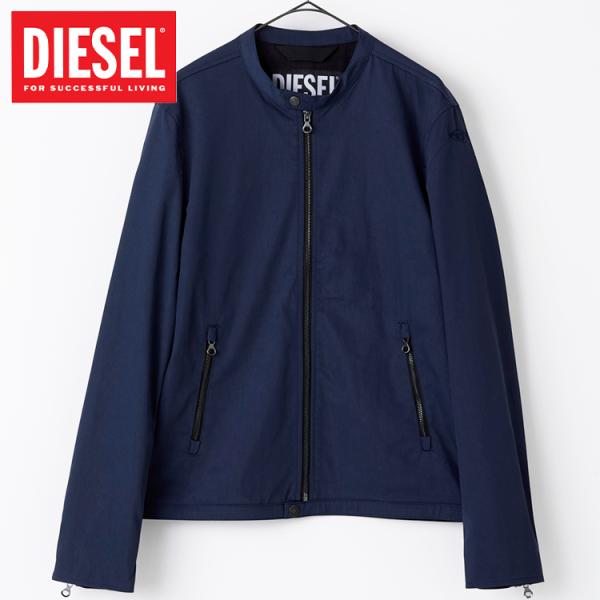 並行輸入 ディーゼル DIESEL ライダースジャケット メンズ ブルゾン アウター ロゴ刺繍 紺