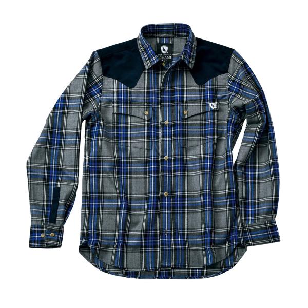 田上 TAGAMI タガミ レザーパッチウールシャツ