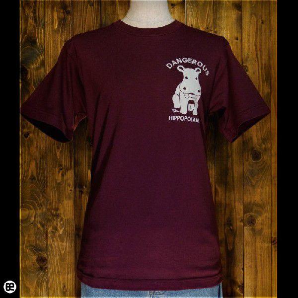 6.2oz.半袖Tシャツ 危険なカバ バーガンディ