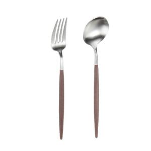Cutipol GOA (クチポール ゴア)ブラウン×シルバー デザート2本セット (正規代理店品 メール便可 2セットまで カトラリー 茶 オシャレ かわいい)